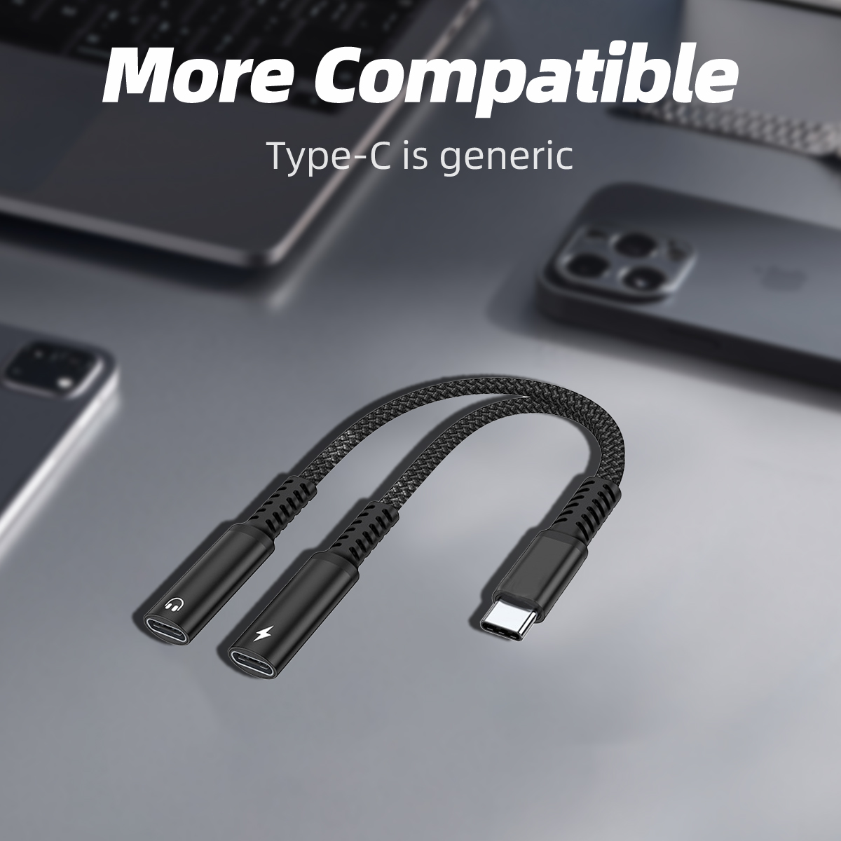 2 IN 1 USB C Splitter to Dual  - Earphone Splitter Jack 评论和价格