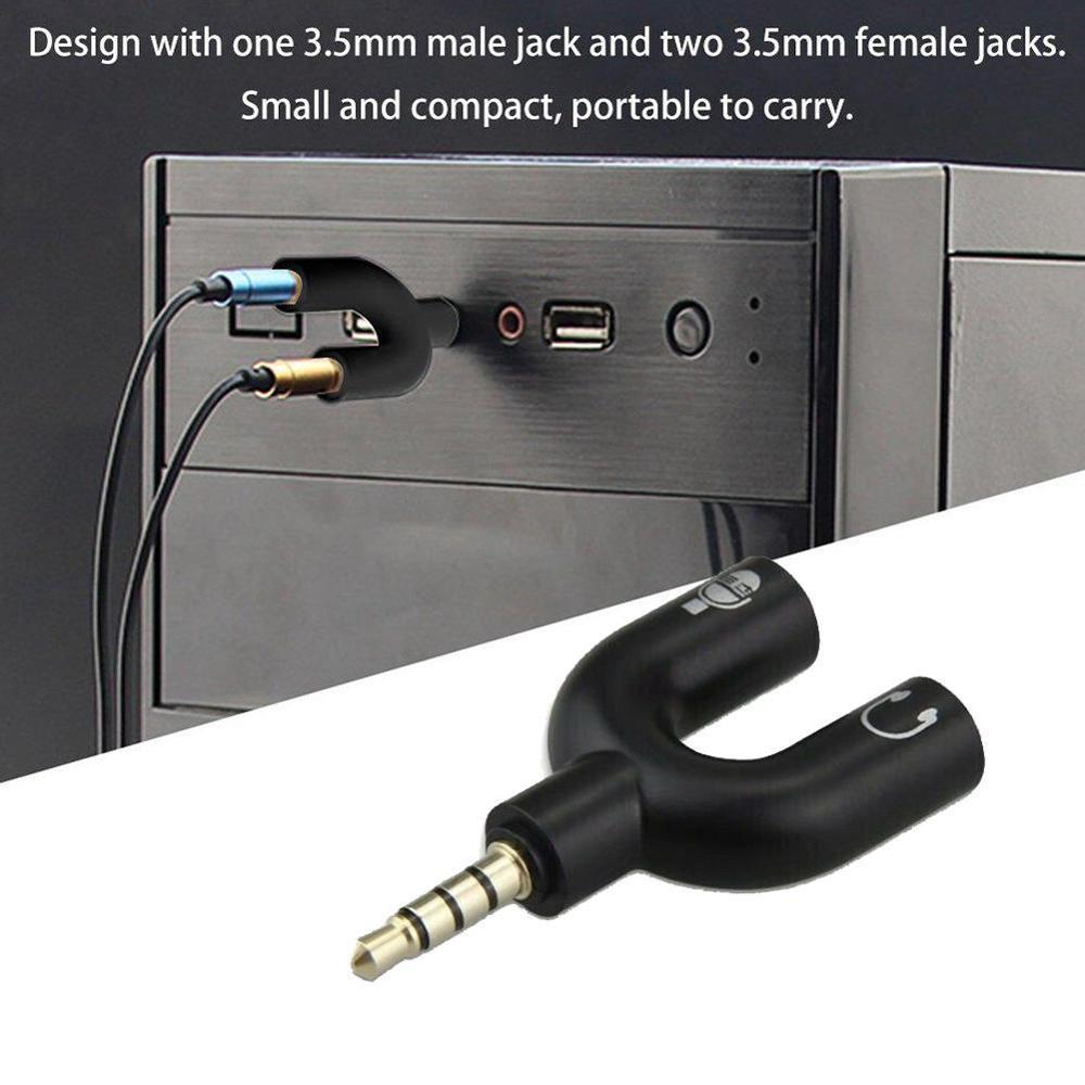 1PC Dual 3.5MM U Type Adapter  - Earphone Splitter Jack 评论和价格