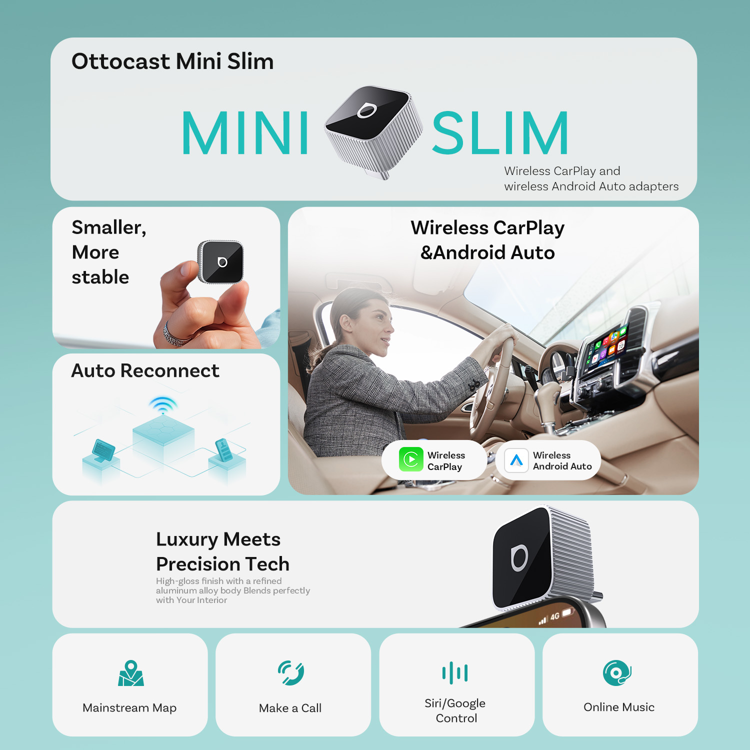 Ottocast Mini Slim Wireless Ca - Bluetooth Adapter Receiver 评论和价格
